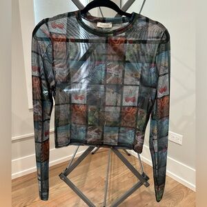 Nordstrom Sheer Mesh Long Sleeve Top